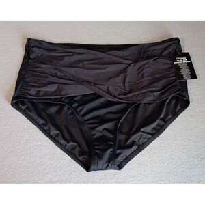 New Swimsuits for‎ All Women's Black Swim Bottom Briefs, Cut Out, Sz 24
